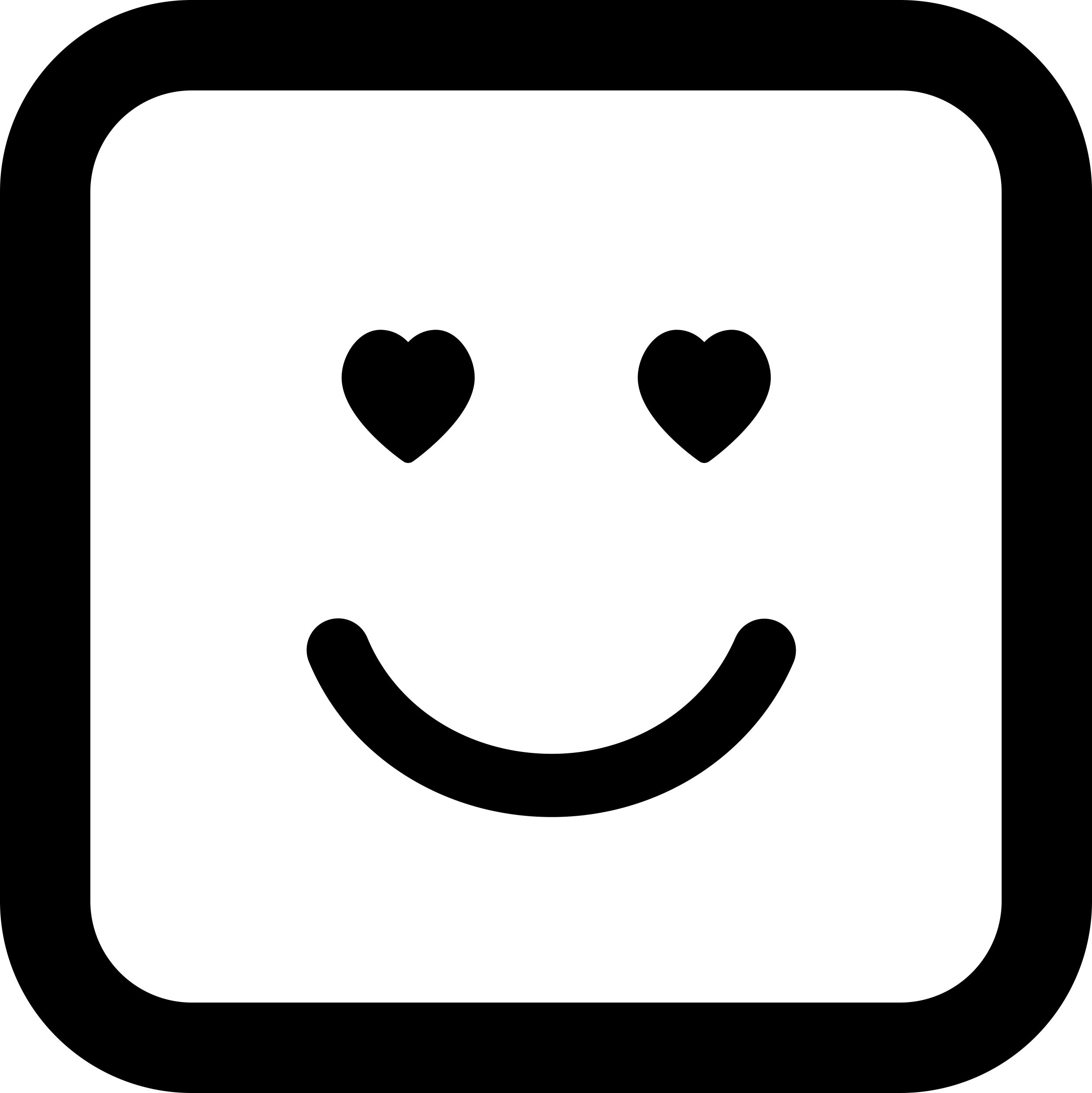 Emoticon In Love Face With Heart Shaped Eyes In Square Outline Outline Svg Vector Free Vectors